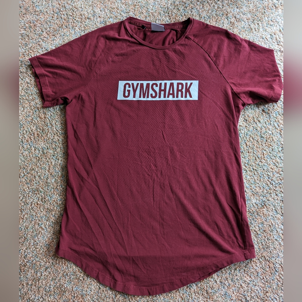 Gymshark Box Logo Burgundy T Shirt Size Medium